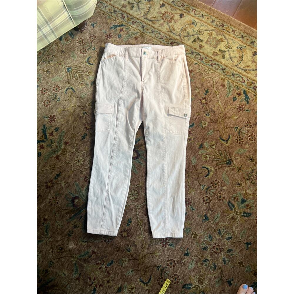 White House Black Market Blush Pink Mid Rise Skinny Cargo Pant Stretch Utility 6 - Picture 2 of 13